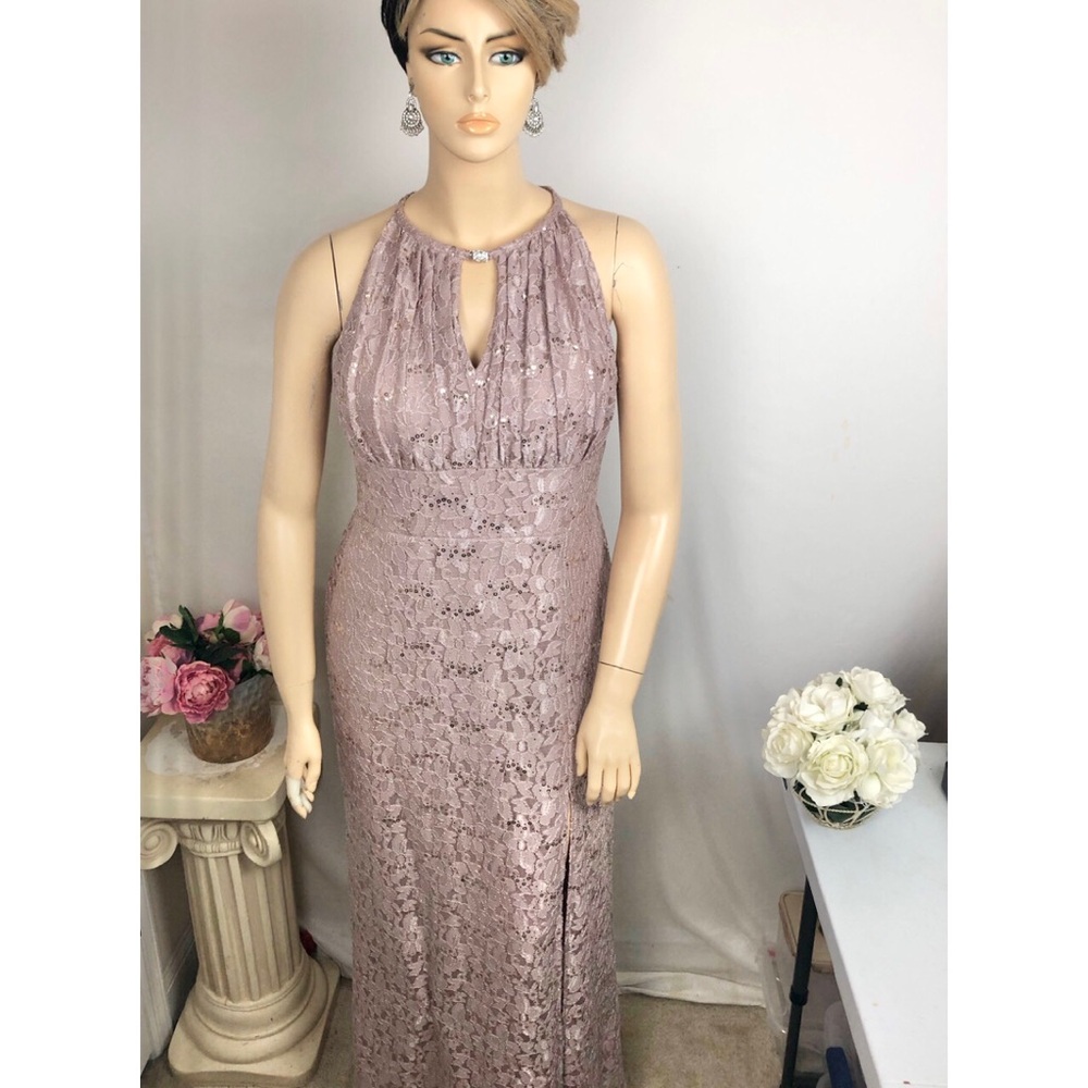 Oleg Cassini Lace Sequin Sleeveless Long Maxi Formal Evening Wedding Guest Dress - Picture 4 of 16